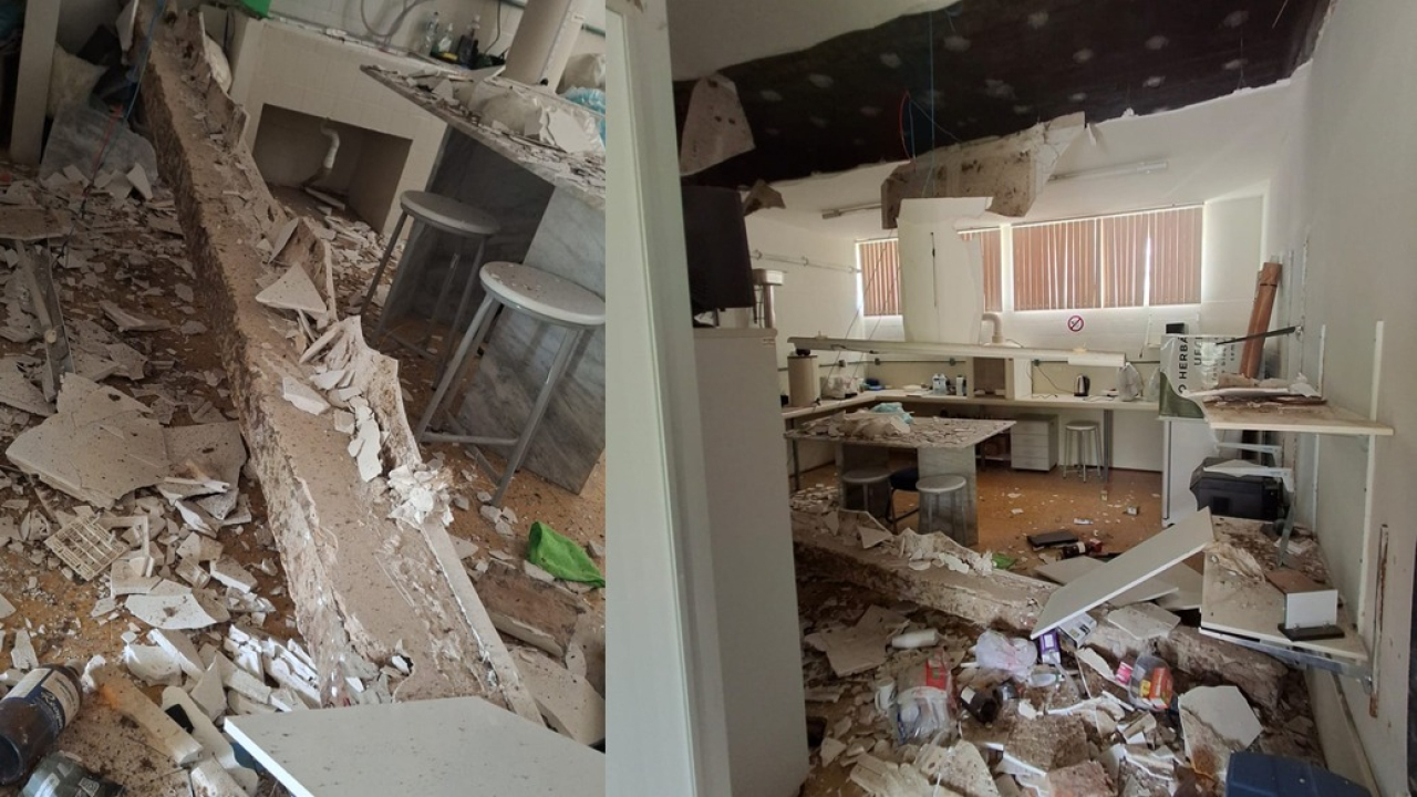 No campus Mossoró, parte de estrutura do prédio de Fitossanidade da Ufersa desaba e local é evacuado