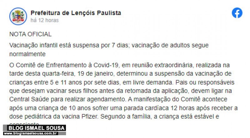 Cidade paulista suspende vacinação infantil após parada cardíaca em criança
