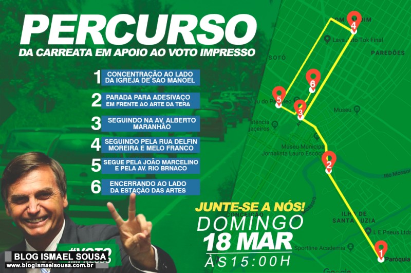 Carreata em defesa do voto impresso em MossorÃ³ Ã© remarcada para domingo, 18