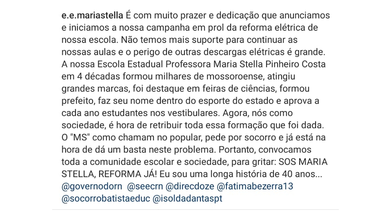 Professores e alunos denunciam descaso com rede elétrica de escola em Mossoró