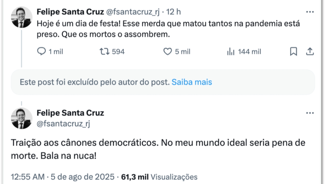 Ex-presidente da OAB defende “bala na nuca” de Bolsonaro