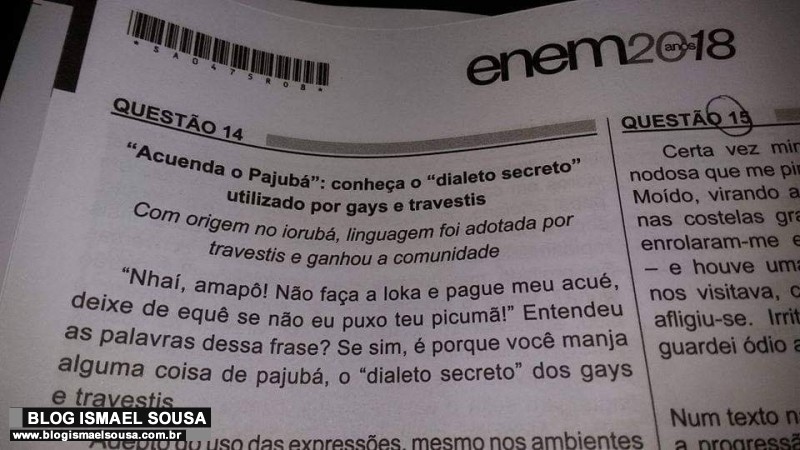 "DicionÃ¡rio de travestis" Ã© tema de questÃ£o no ENEM