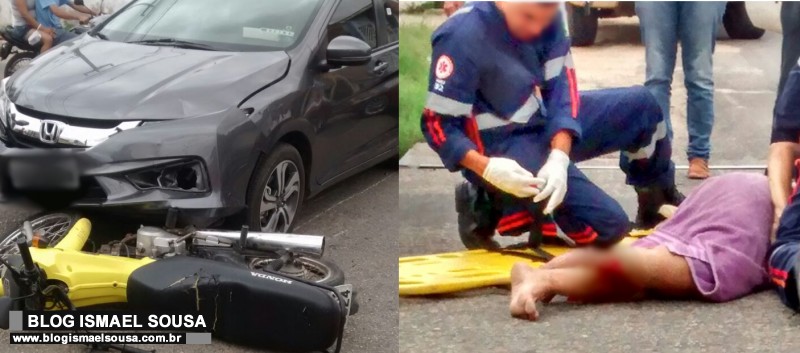 Acidente na Frei Miguelinho deixa motociclista com fratura exposta
