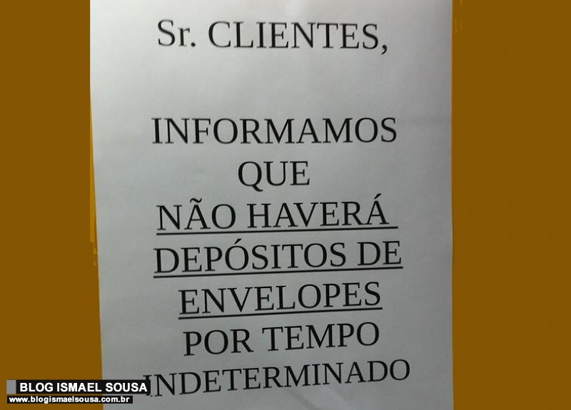 Clientes reclamam de falta de envelope para depÃ³sito em agÃªncias bancÃ¡rias