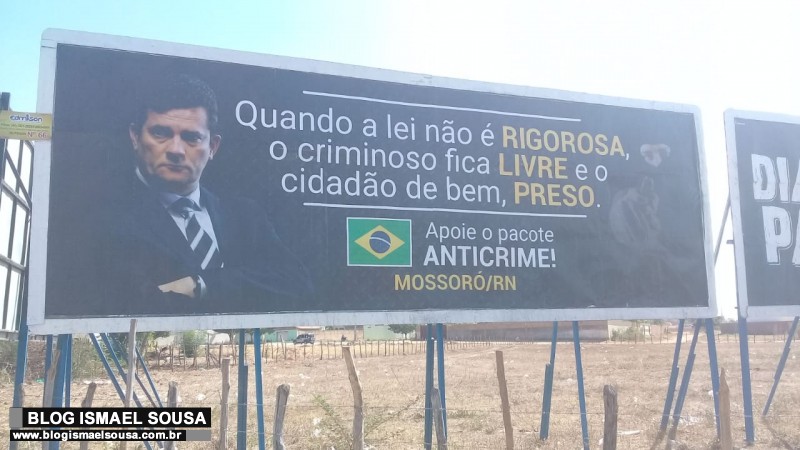 Outdoor em apoio ao Pacote Anticrime do Moro Ã© instalado em MossorÃ³-RN