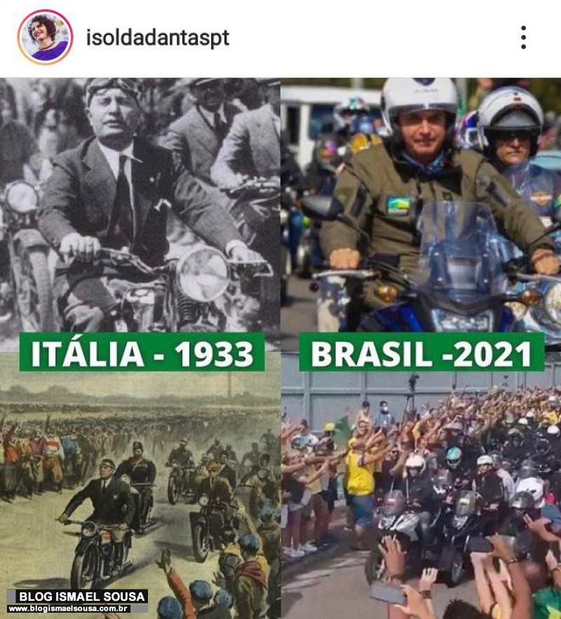 Isolda compara passeio de motocicleta de Bolsonaro com fascismo e vira piada na internet