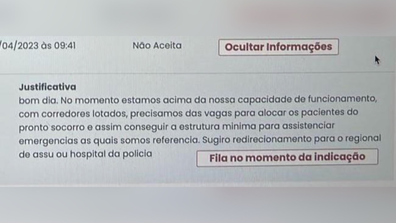HRTM atinge capacidade máxima e direção comunica regulação a levar pacientes para Hospital de Assu