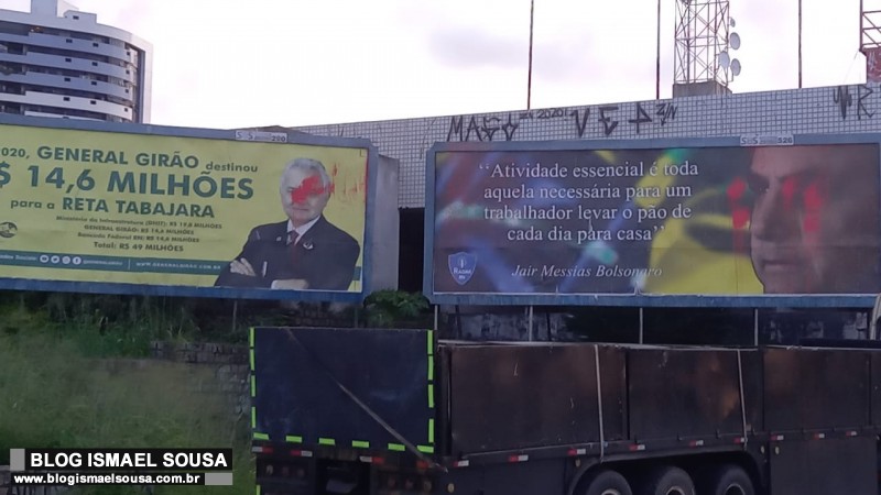 Vândalos danificam outdoors de Girão e Bolsonaro em Natal