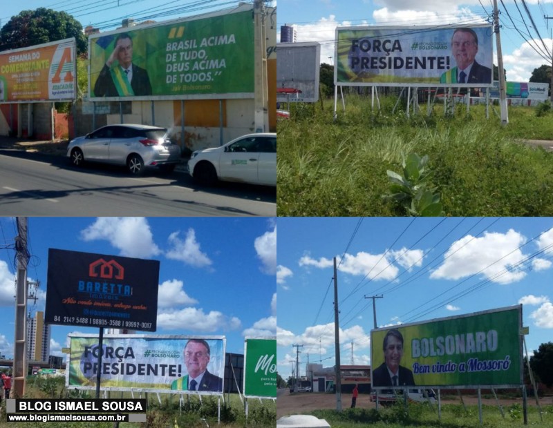 Outdoors com mensagens de boas-vindas ao presidente são instalados em Mossoró