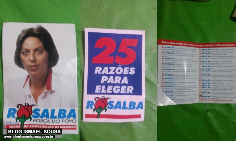 Panfleto da campanha de Rosalba de 1996 está à venda na internet por R$ 50 reais