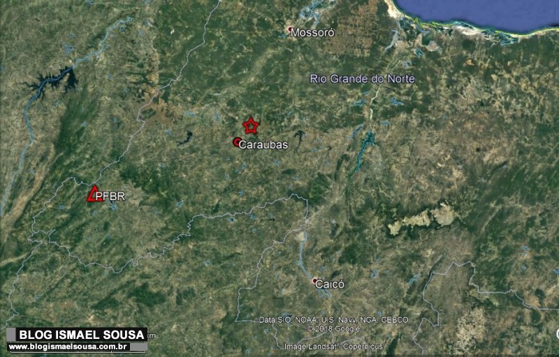 Tremor de terra Ã© registrado prÃ³ximo a CaraÃºbas-RN