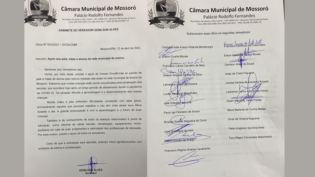 Vereadora do PT não assina ofício de apoio ao retorno das aulas em Mossoró