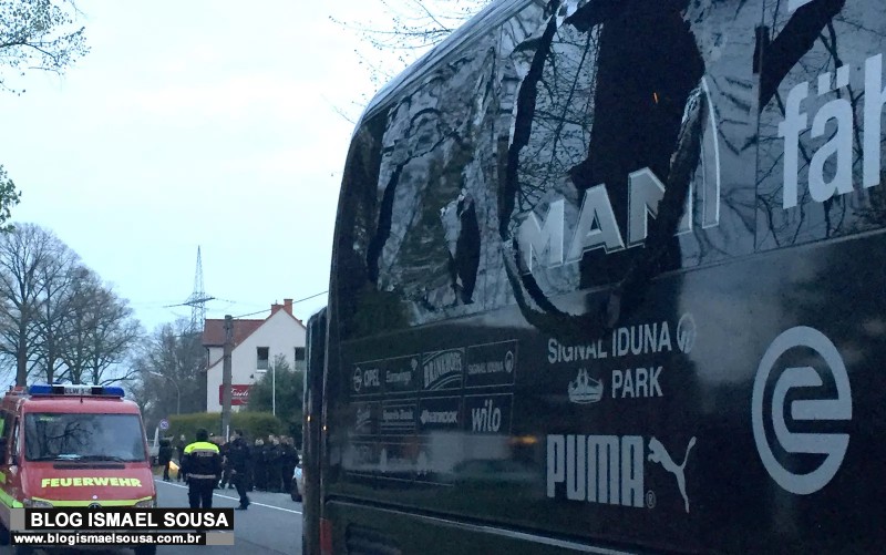 Bomba explode ao lado do Ã´nibus do Borussia e jogador fica ferido