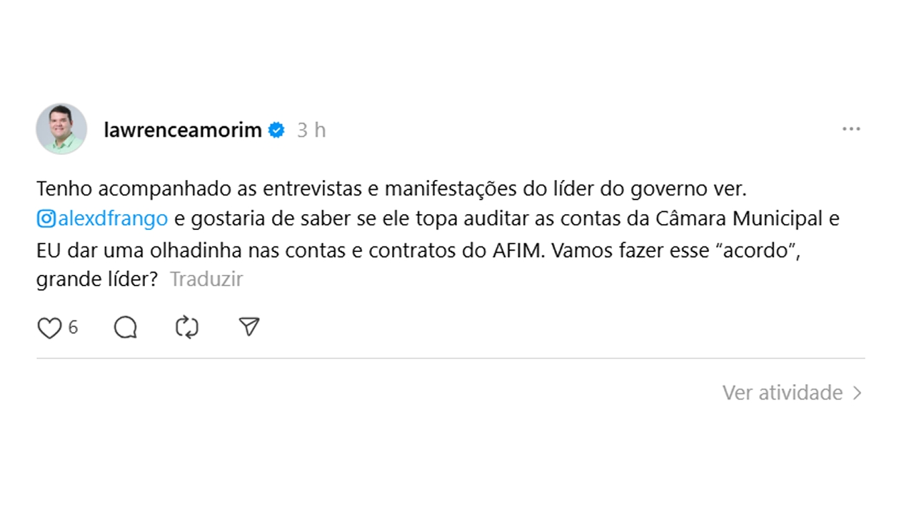 'Law Pistola' desafia Alex do Frango e insinua auditoria cruzada