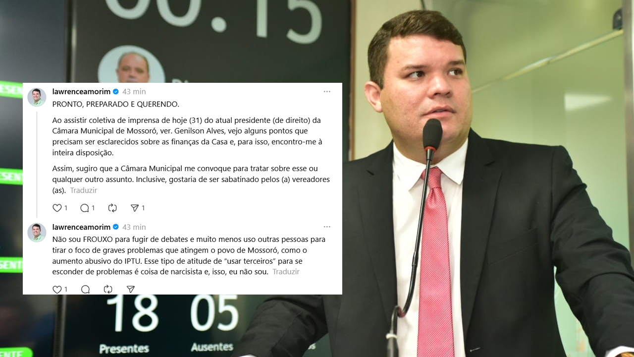 'Não sou frouxo!', Lawrence reage a acusações sobre dividas da CMM e pede sabatina de vereadores