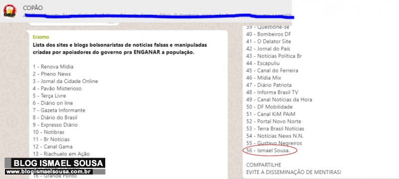 Blog do Ismael Sousa é incluído em lista de site que espalham “fake news”