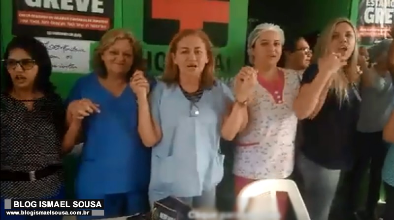 De mÃ£os dadas, servidores do HRTM fazem protesto e paralisam os atendimentos por uma hora