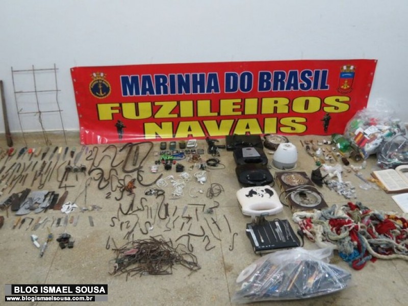 Fuzileiros Navais encontram armas brancas, celulares e drogas na PenitenciÃ¡ria AgrÃ­cola de MossorÃ³