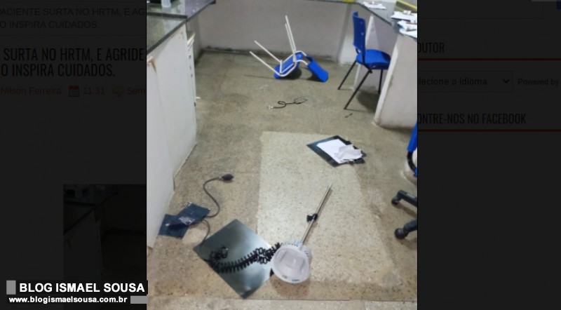 Paciente surta, promove quebradeira e fratura costelas de enfermeiro do HRTM