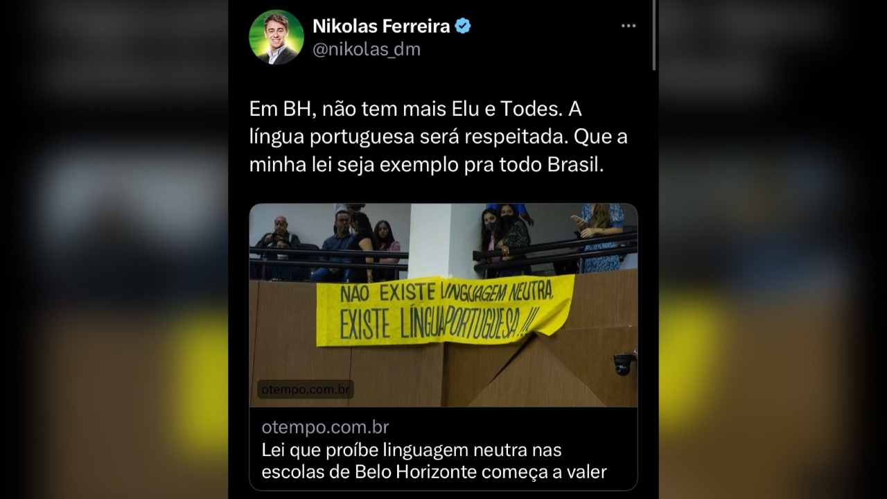O RN deveria aprovar a lei de Nikolas contra a linguagem neutra