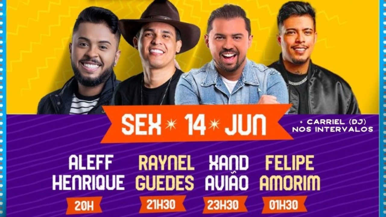 'Mossoró Cidade Junina' tem shows de Xand, Felipe Amorim e Raynel Guedes nesta sexta-feira