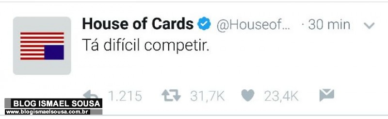 Perfil oficial de "House of Cards" ironiza corrupÃ§Ã£o no Brasil