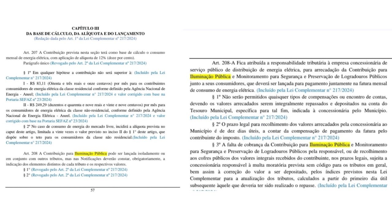 Documento de 2024 esclarece que responsabilidade pelo reajuste da taxa de iluminação pública é da Prefeitura, não da Cosern
