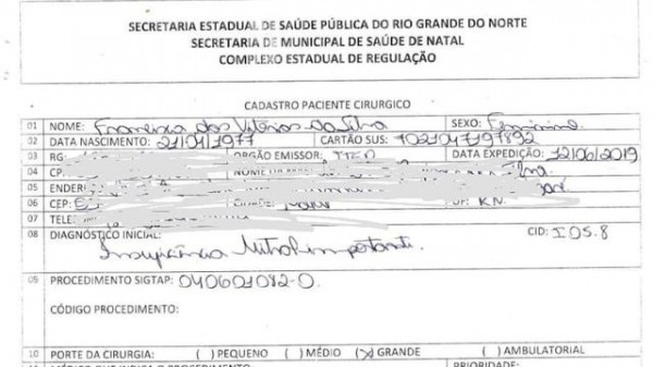 Descaso: Mulher de 46 anos precisa de cirurgia cardíaca com urgência no RN