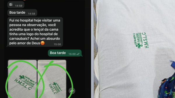 Acompanhante encontra lençóis da Prefeitura de Carnaubais em hospital de Grossos