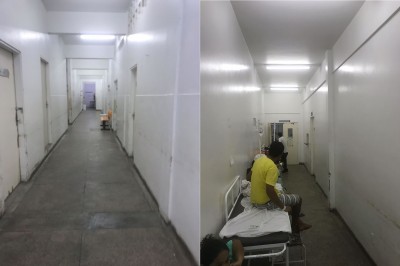 Farsa: pacientes do HRTM sÃ£o "jogados" para outros setores para direÃ§Ã£o mostrar corredores vazios
