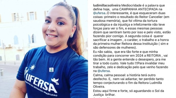 Reitora manda novo recado aos que tentam persegui-la ideologicamente: “Estou aqui firme e forte’