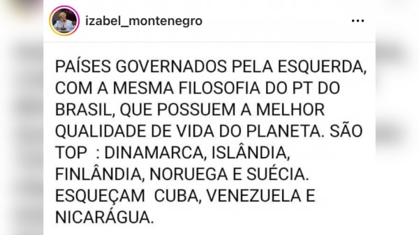 Piada: Ex-vereadora compara filosofia do PT com governos da Dinamarca, Suécia e Finlândia