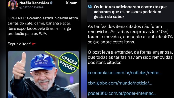 Natália Bonavides toma checagem do X após Fakenews sobre tarifaço