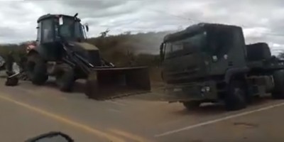 Popular vibra com chegada do ExÃ©rcito para recuperar trecho da BR-226 em Campo Grande-RN