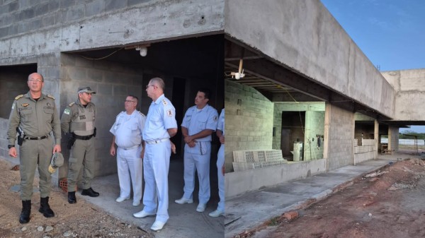 Recursos de General Girão garantem nova sede do 12º BPM; comandante da PM acompanha obras em Mossoró