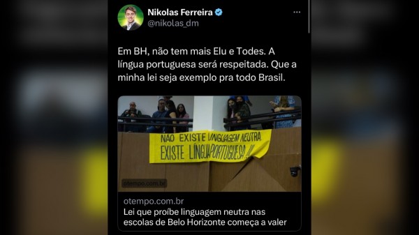 O RN deveria aprovar a lei de Nikolas contra a linguagem neutra