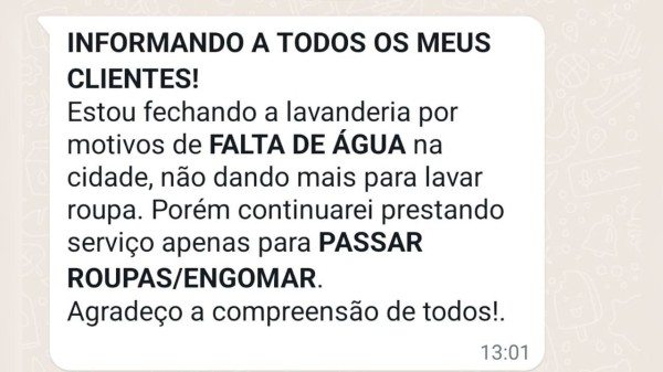 Empreendedora fecha lavanderia por conta da falta d’água em Mossoró
