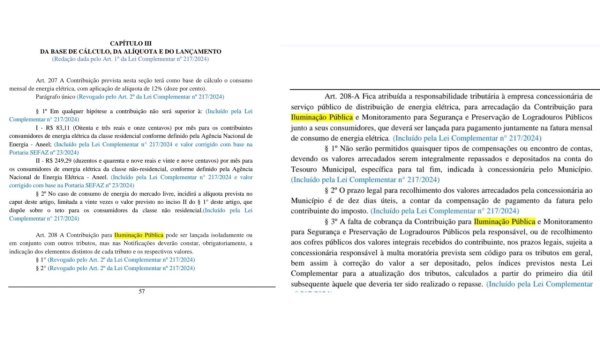 Documento de 2024 esclarece que responsabilidade pelo reajuste da taxa de iluminação pública é da Prefeitura, não da Cosern