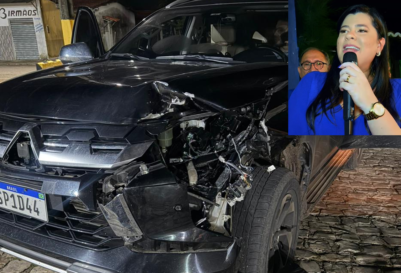 Prefeita de Pau dos Ferros sofre acidente na BR-101 após carro colidir com vaca na pista