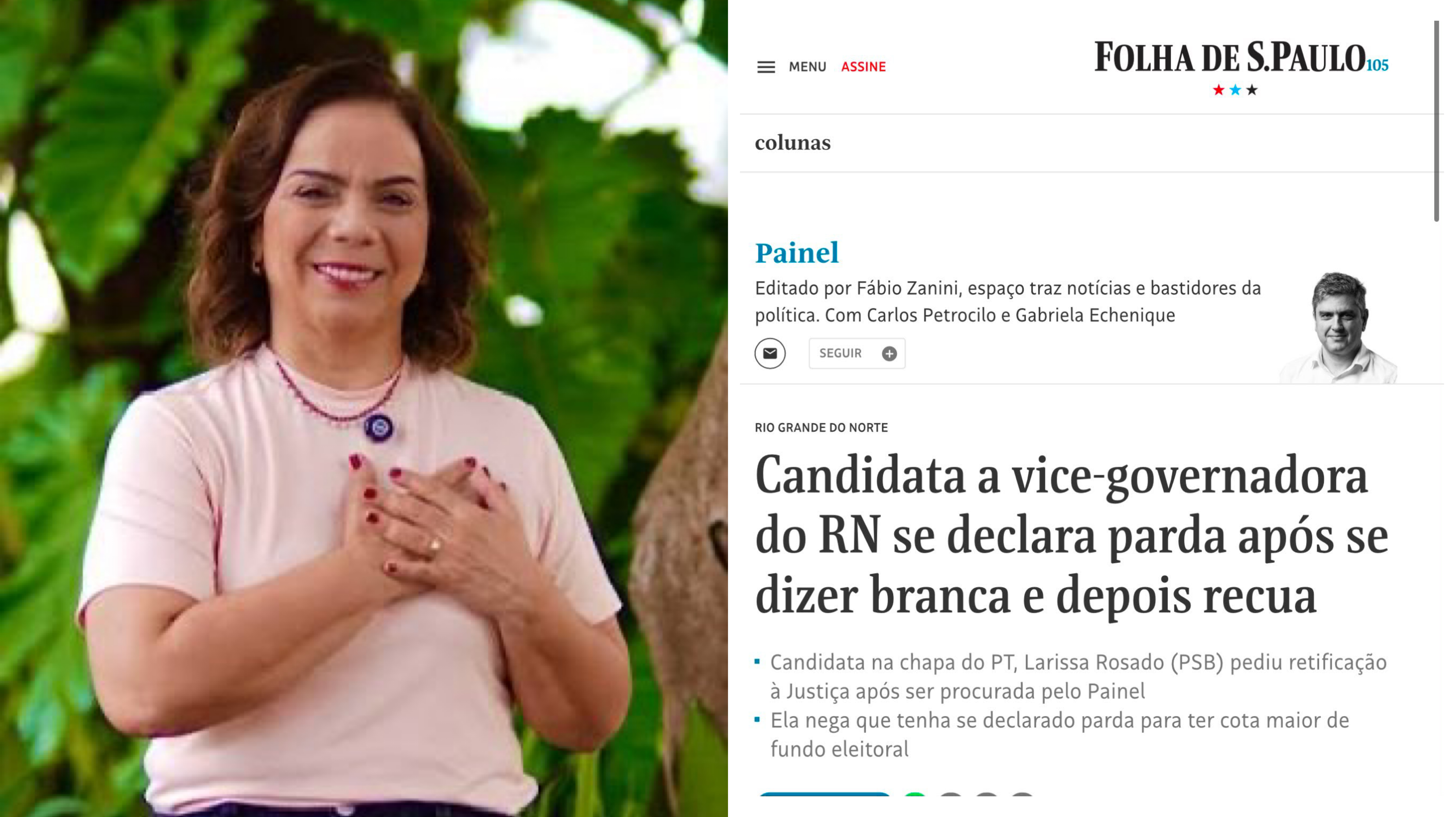 Mudança de autodeclaração racial de Larissa Rosado vira destaque nacional na Folha de S.Paulo