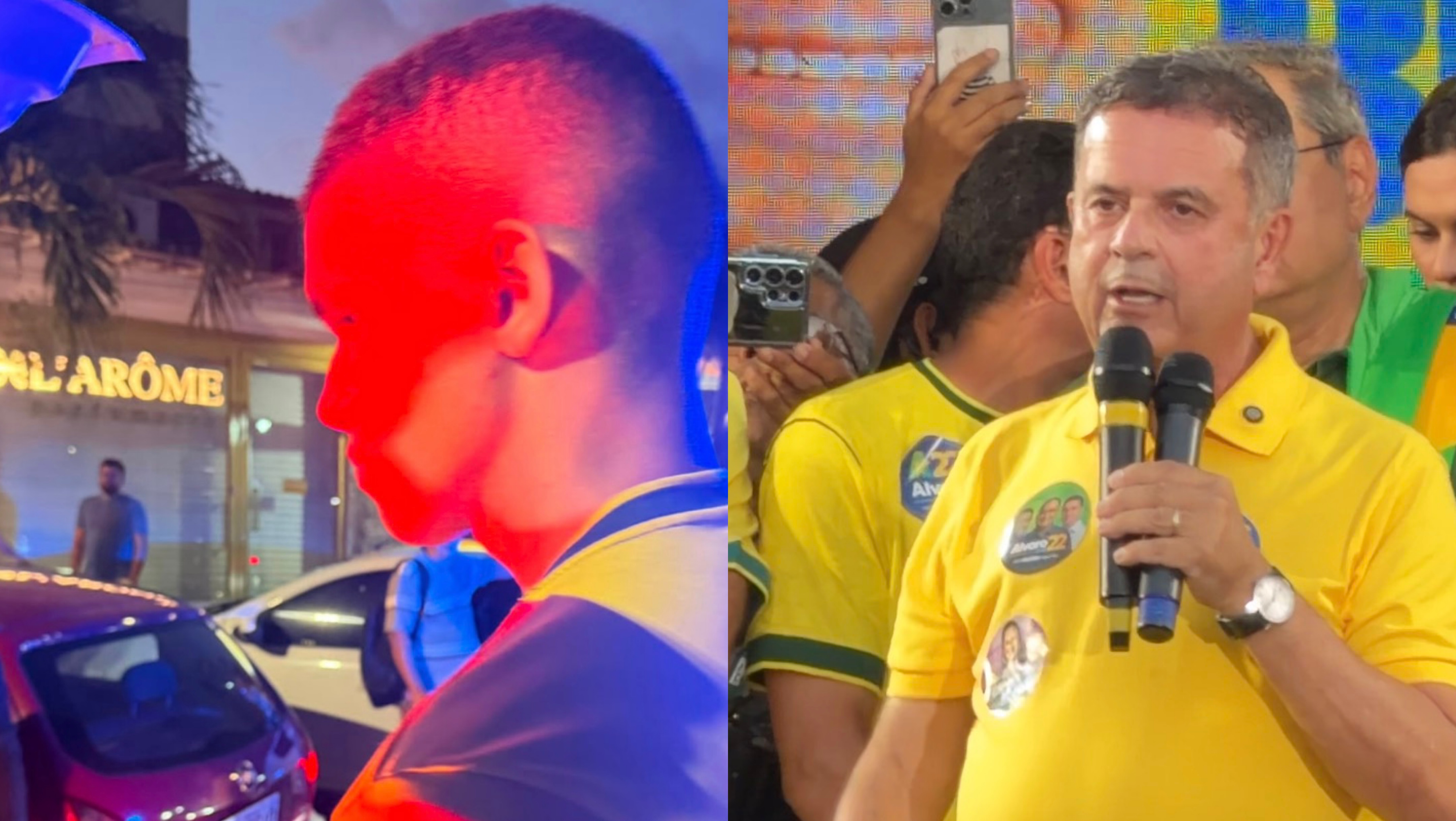Homem é preso após jogar ovo em Rogério Marinho durante ato da direita no Largo do Atheneu, em Natal